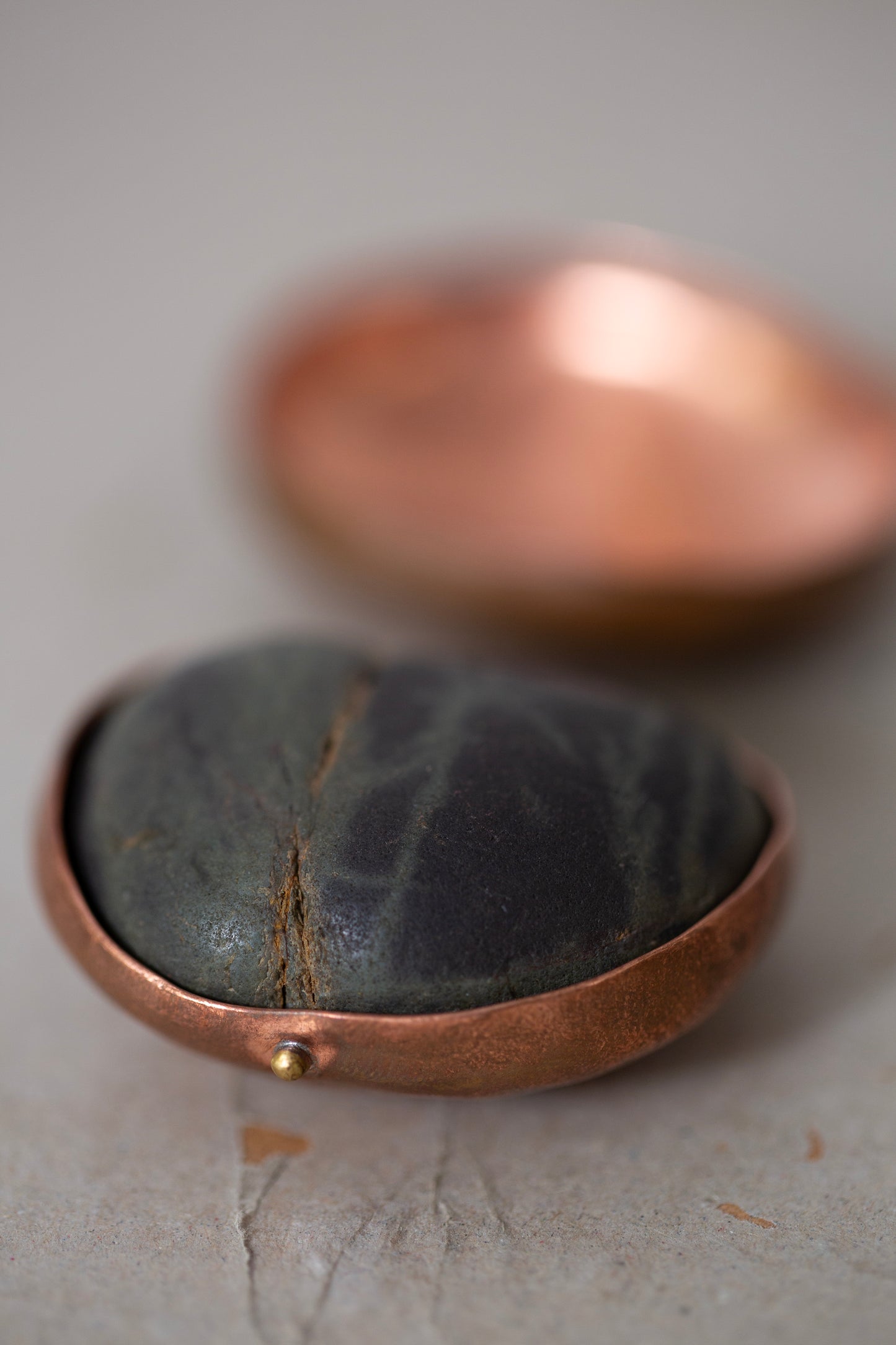 Ishiki stone in a copper vessel