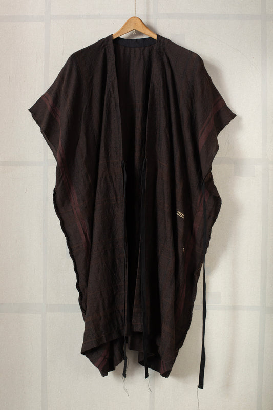 golden dragon IV - An Autumn brown sleeveless kimono