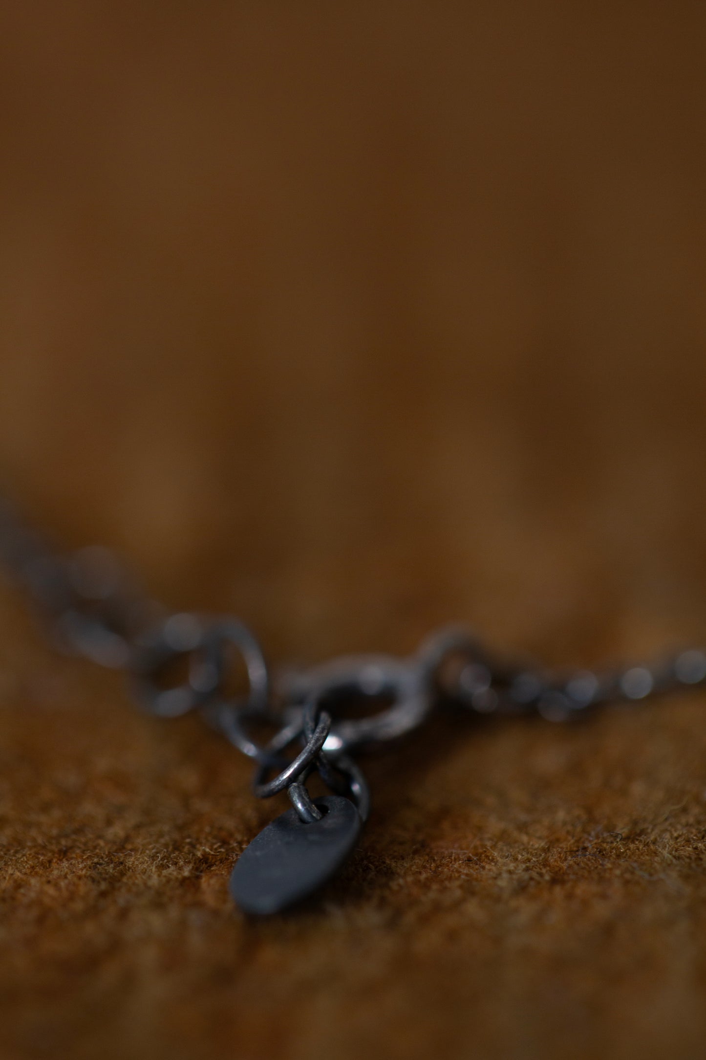 Oxidized silver necklace with raw diamonds