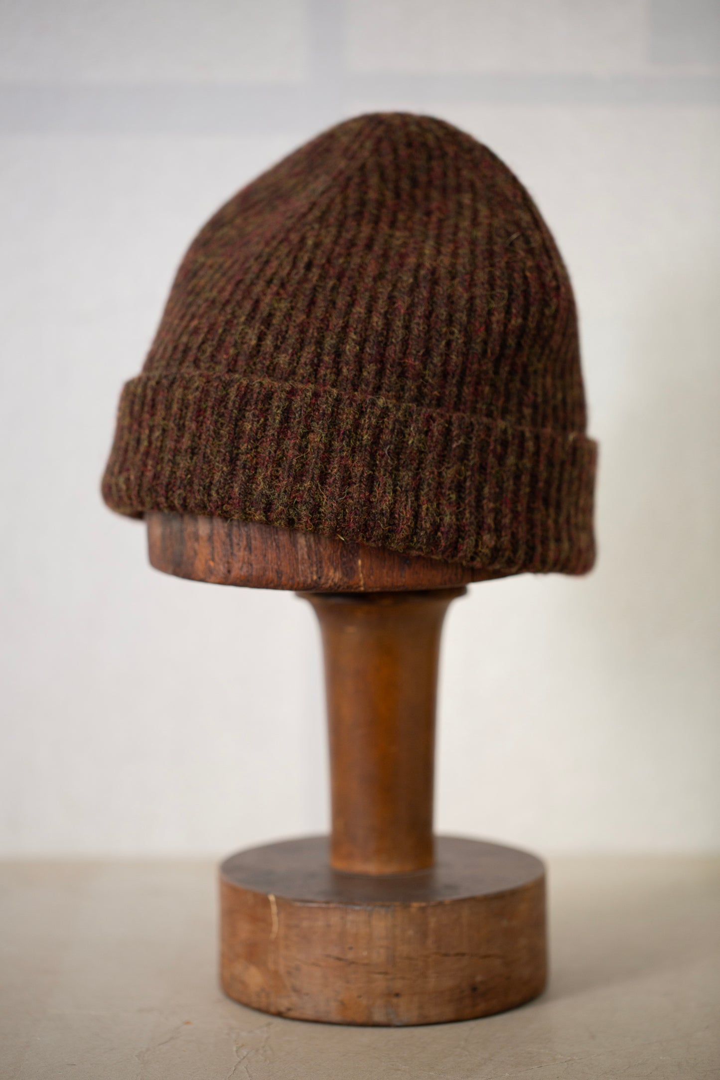 Knit Hat in Dark Olive Top Dyed Wool