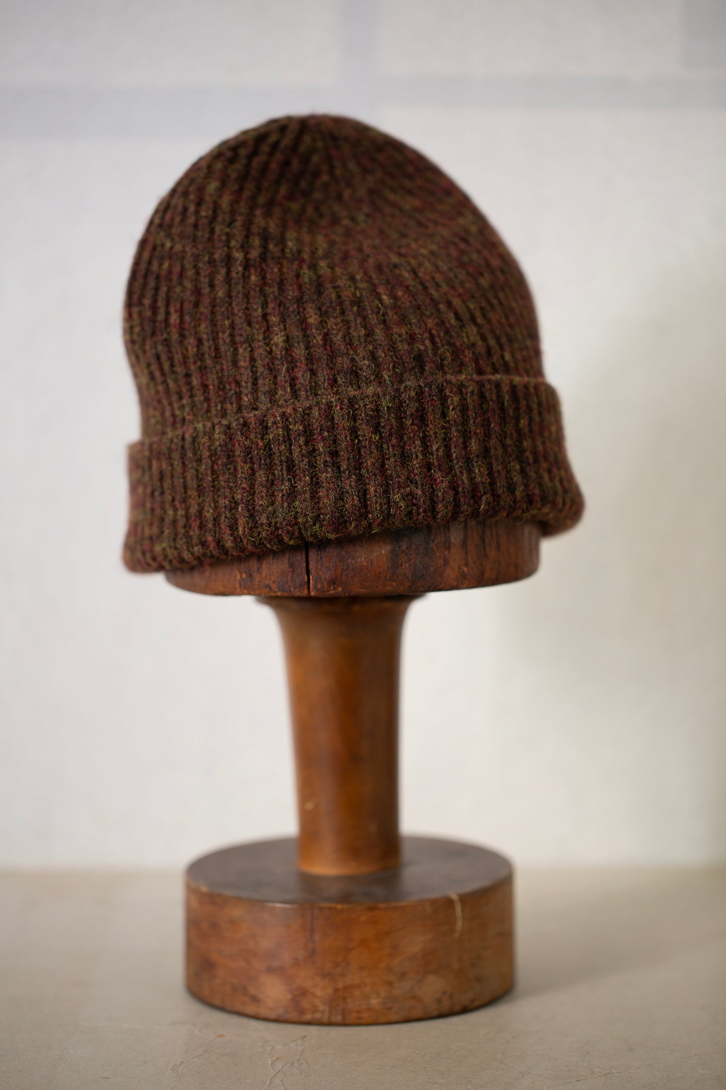 Knit Hat in Dark Olive Top Dyed Wool