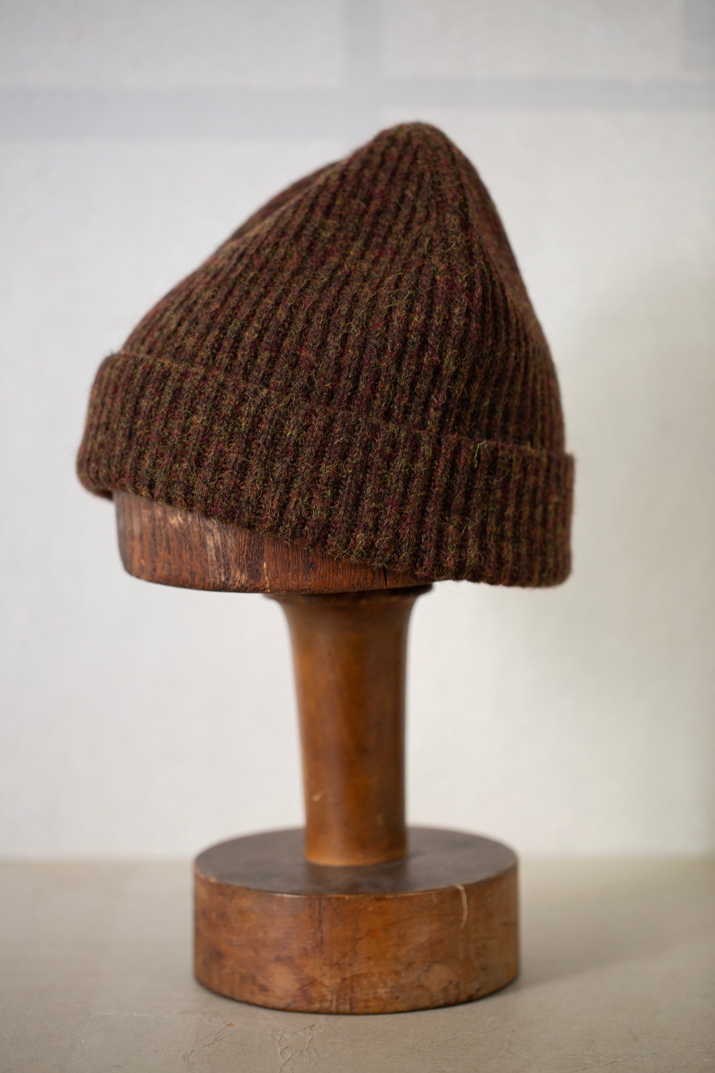 Knit Hat in Dark Olive Top Dyed Wool