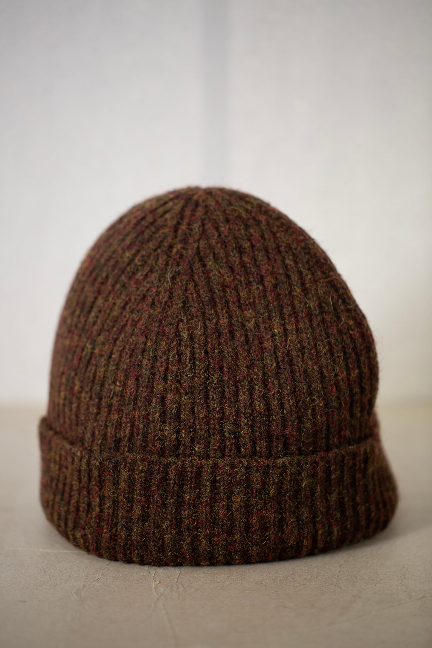 Knit Hat in Dark Olive Top Dyed Wool