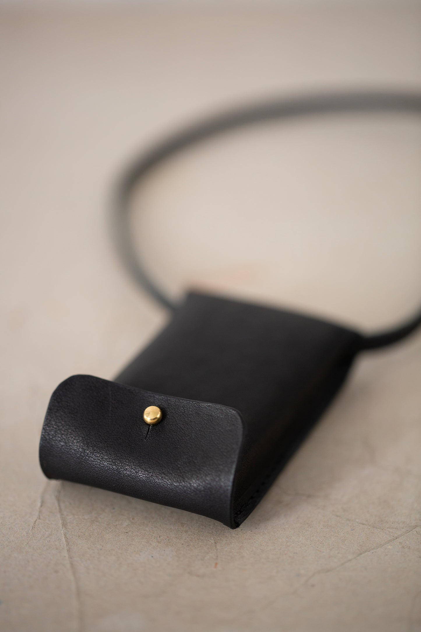 Black Leather matter key necklace