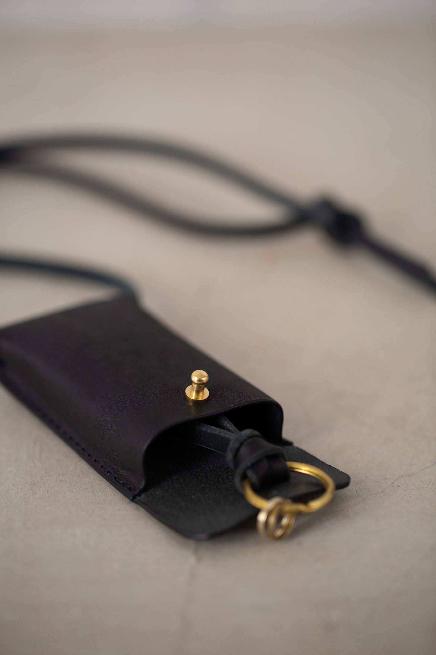 Black Leather matter key necklace
