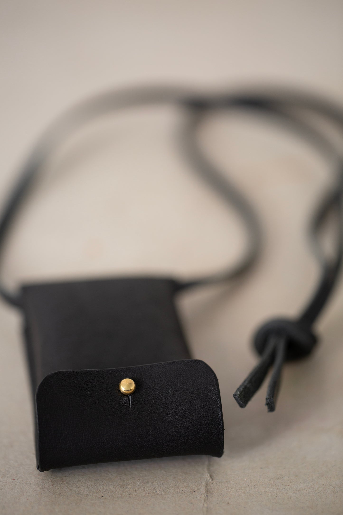 Black Leather matter key necklace