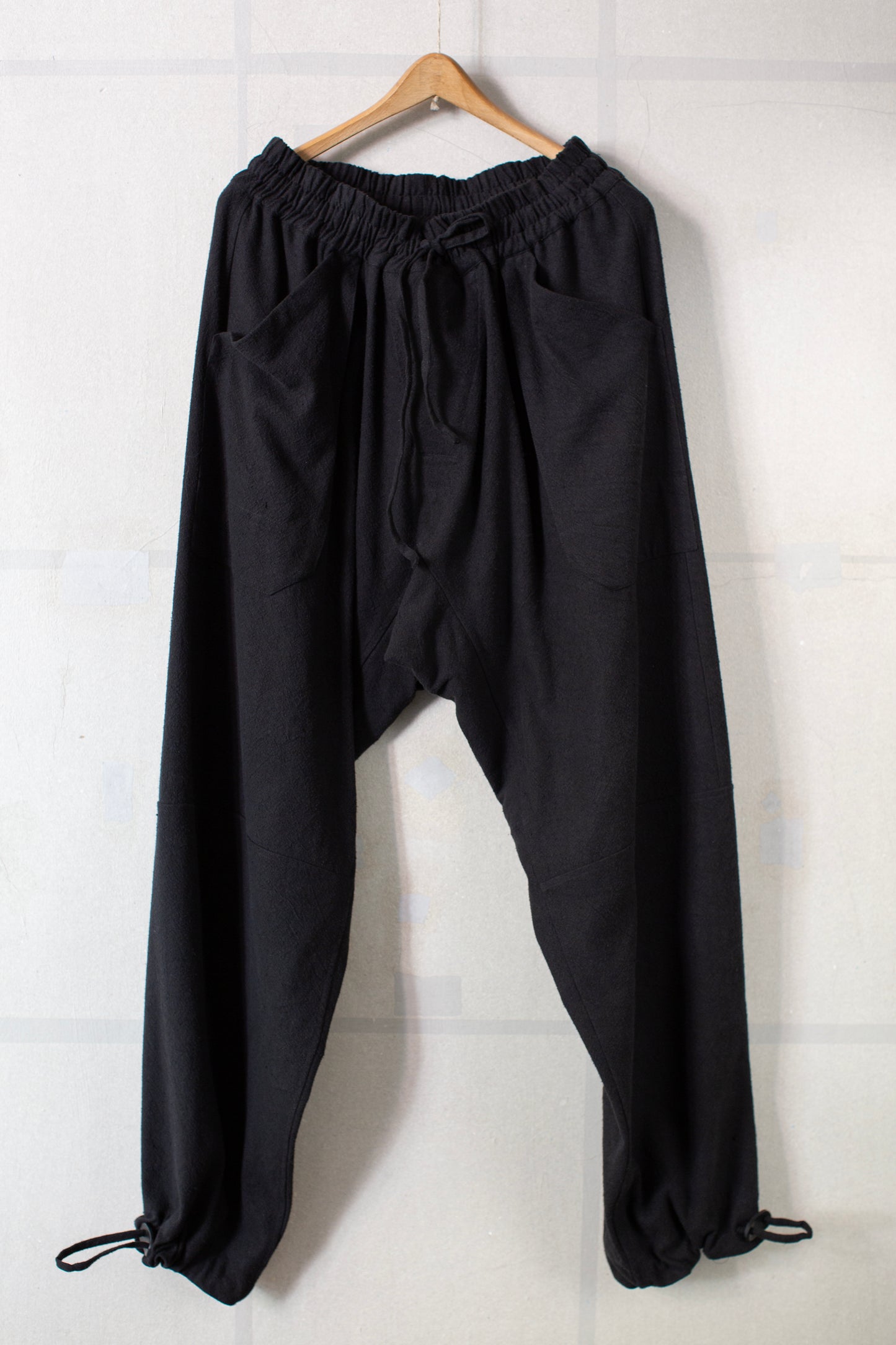 TROUSERS#94 - BLACK HEMP SILK NAPPY CLOTH