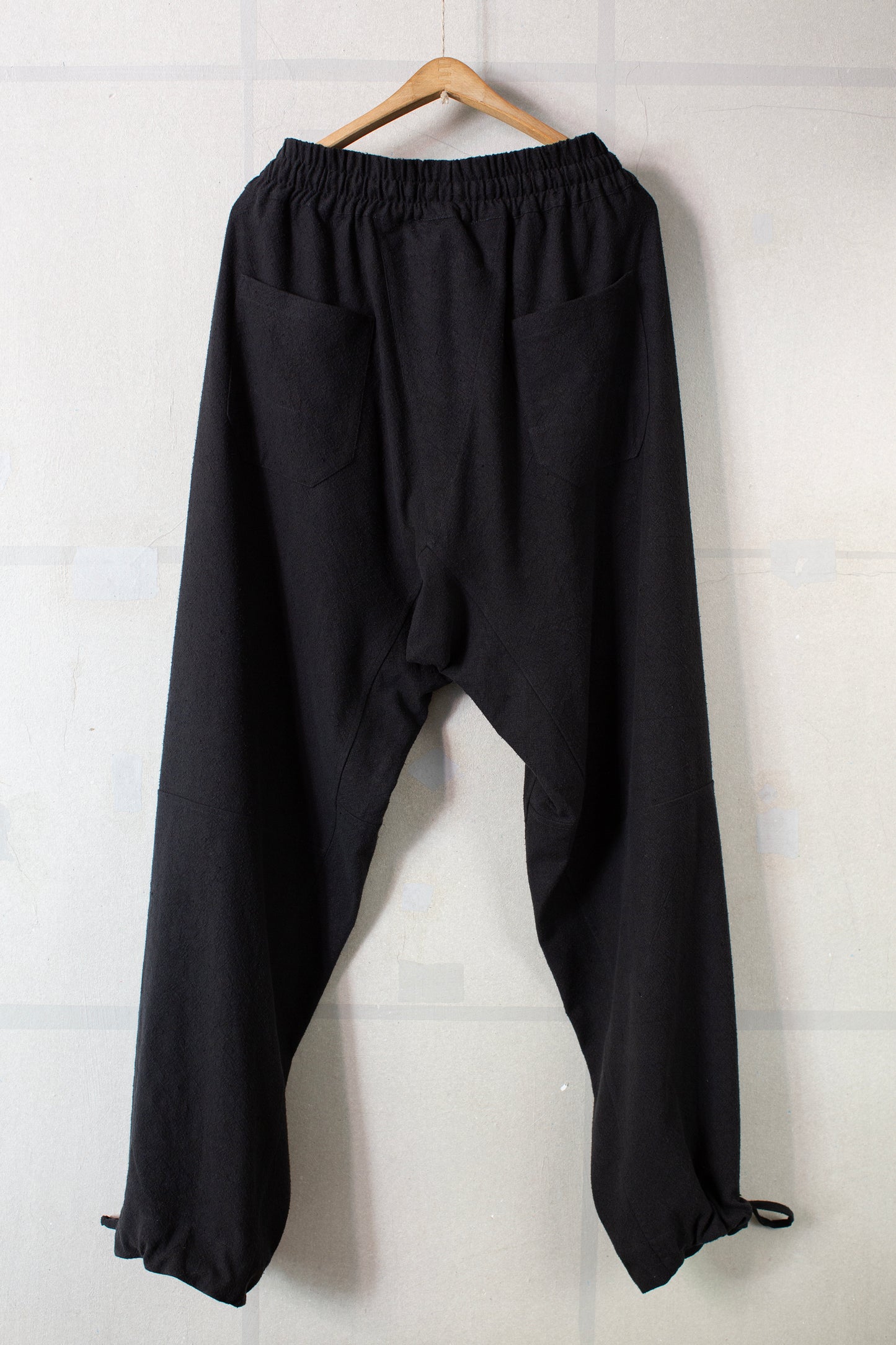 TROUSERS#94 - BLACK HEMP SILK NAPPY CLOTH
