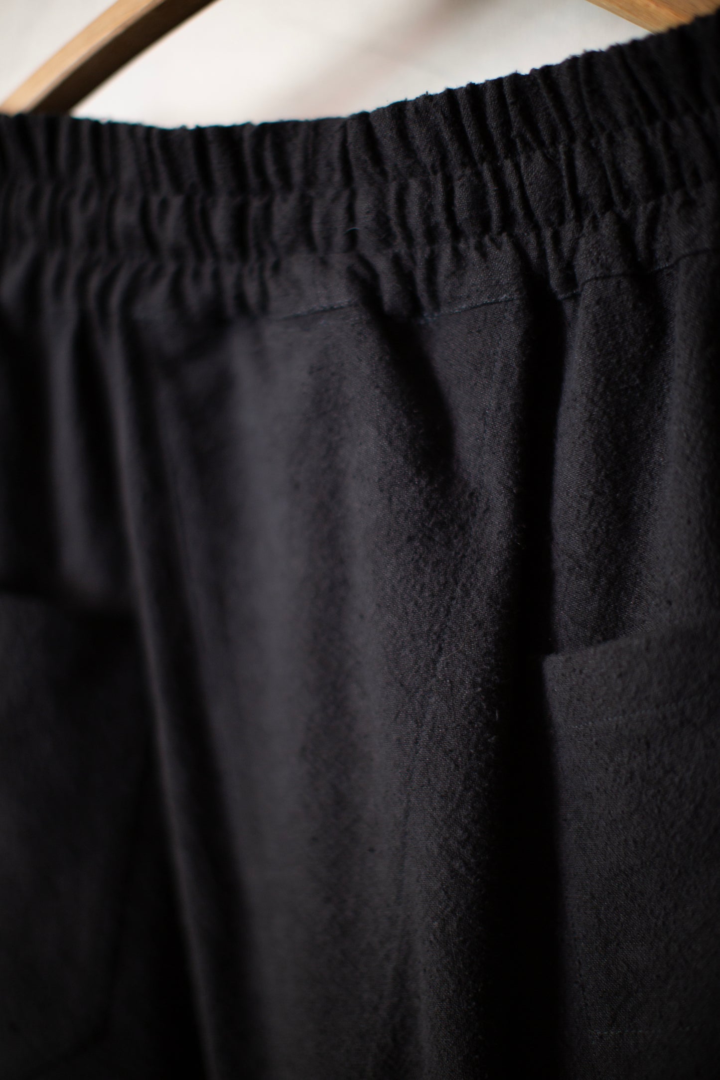 TROUSERS#94 - BLACK HEMP SILK NAPPY CLOTH