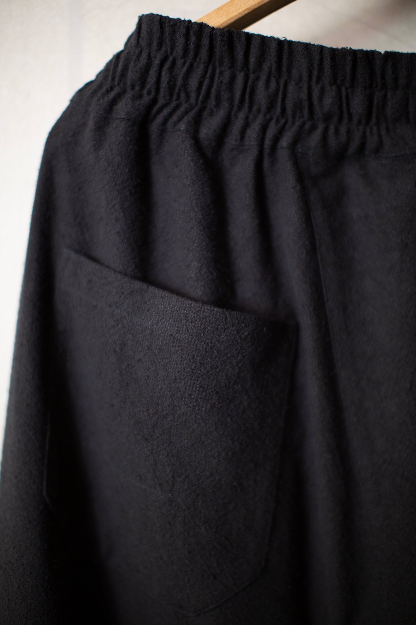 TROUSERS#94 - BLACK HEMP SILK NAPPY CLOTH