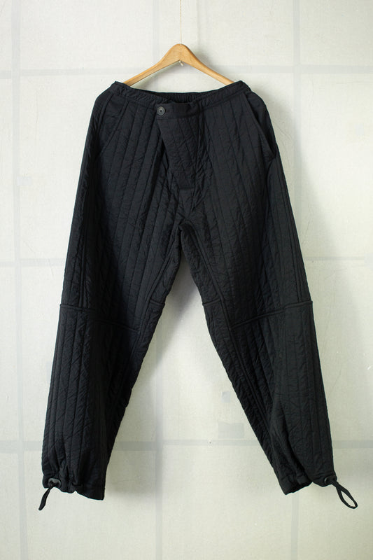 TROUSERS#89 - WOOL SILK CLOTH PADDED DEEP BLACK