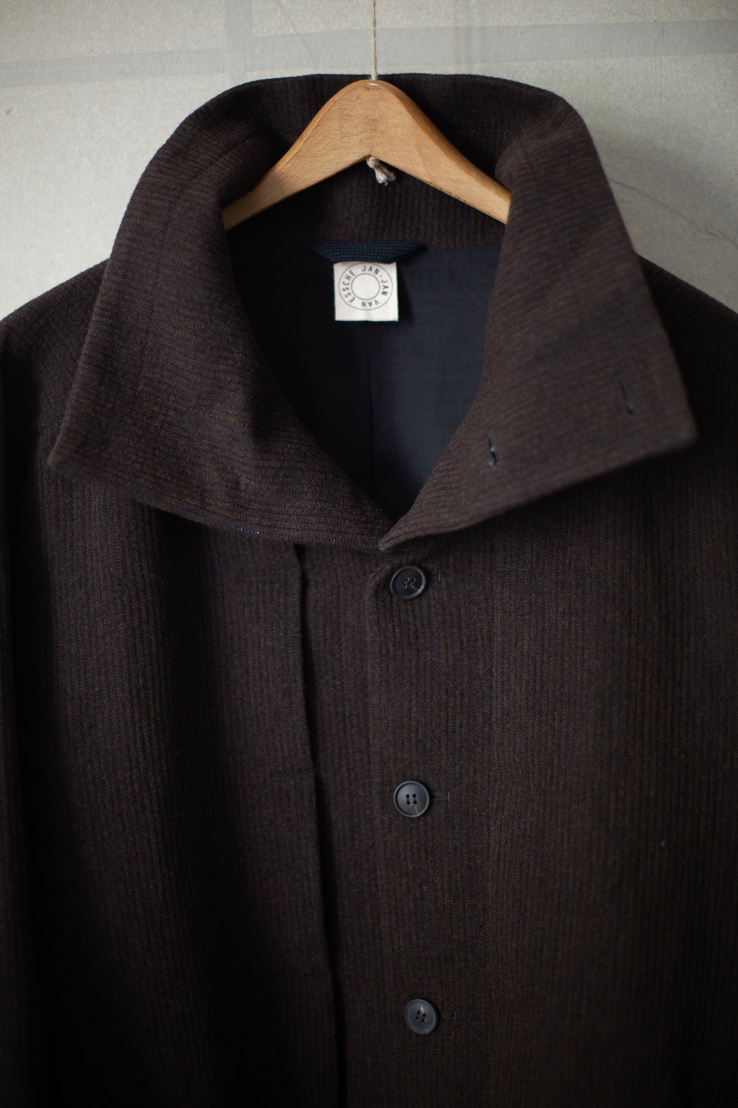 JACKET#61 - RIDGED LINEN WOOL EGGPLANT/INDIGO