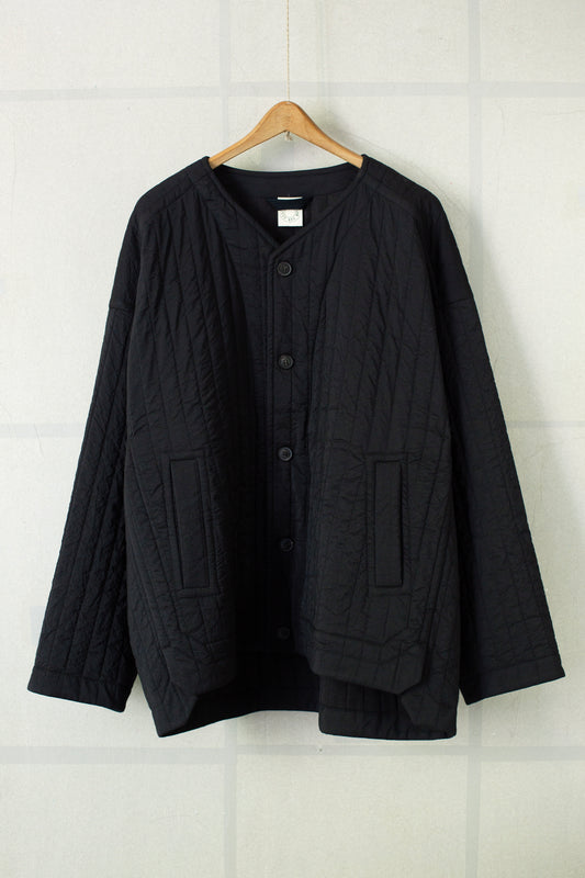 JACKET#62 - WOOL SILK CLOTH PADDED DEEP BLACK