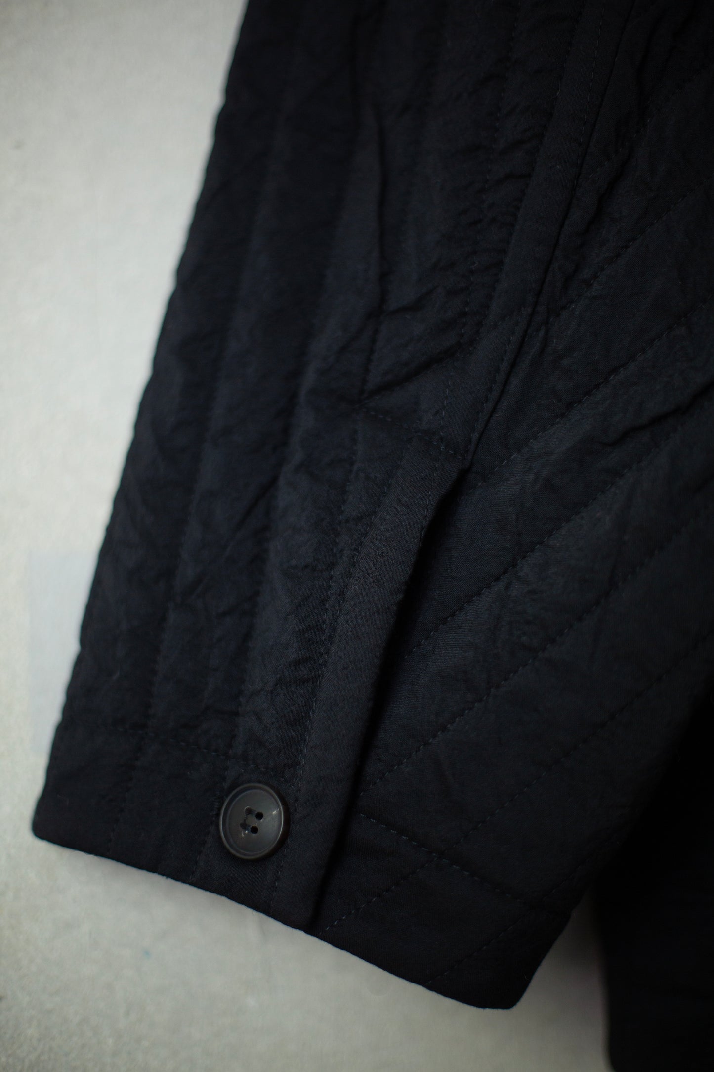 JACKET#62 - WOOL SILK CLOTH PADDED DEEP BLACK
