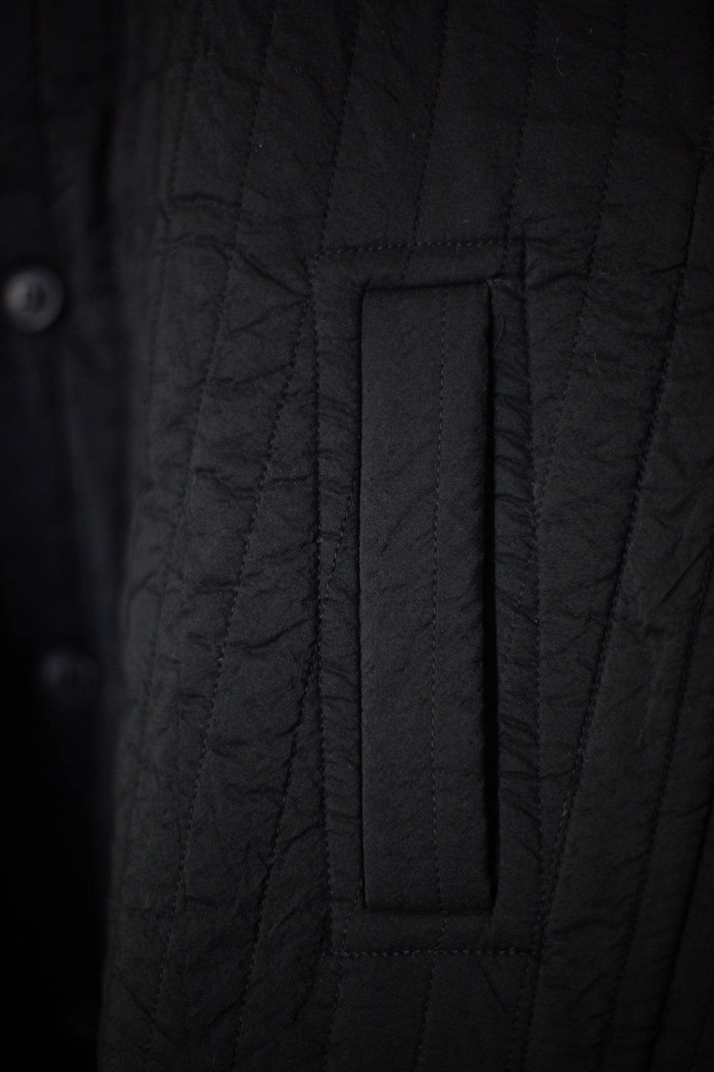 JACKET#62 - WOOL SILK CLOTH PADDED DEEP BLACK