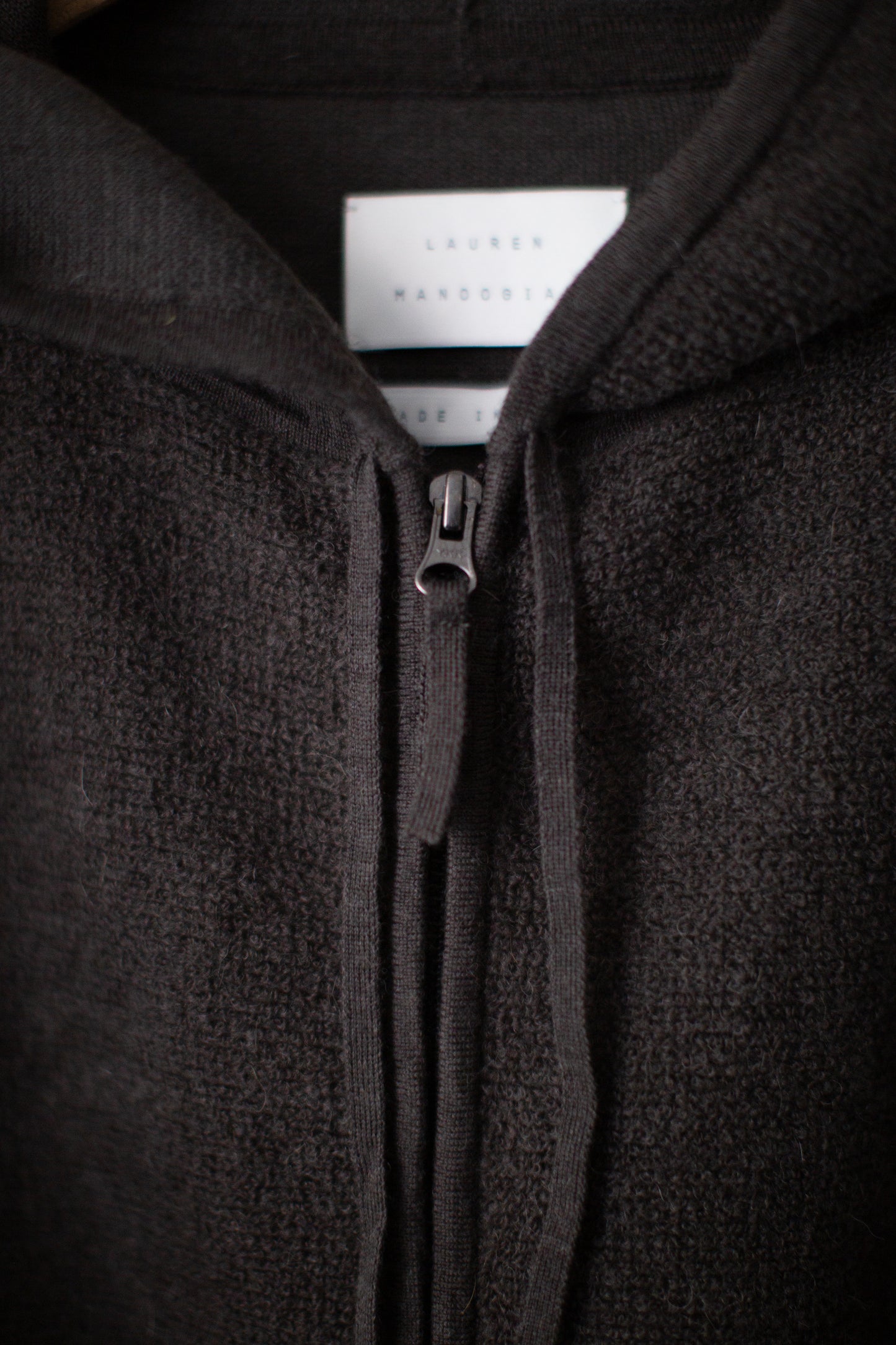Coal fine terry hood cardigan