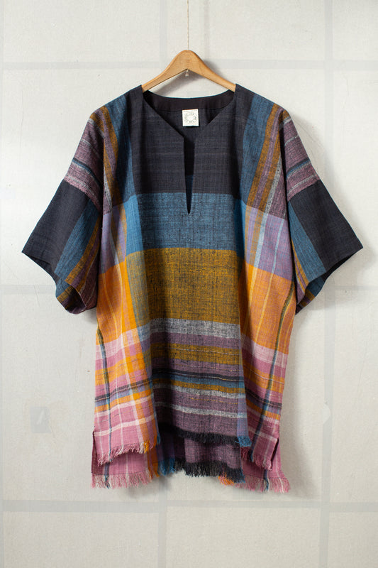 TUNIC#45 - HANDWOVEN COLOURED PLAID