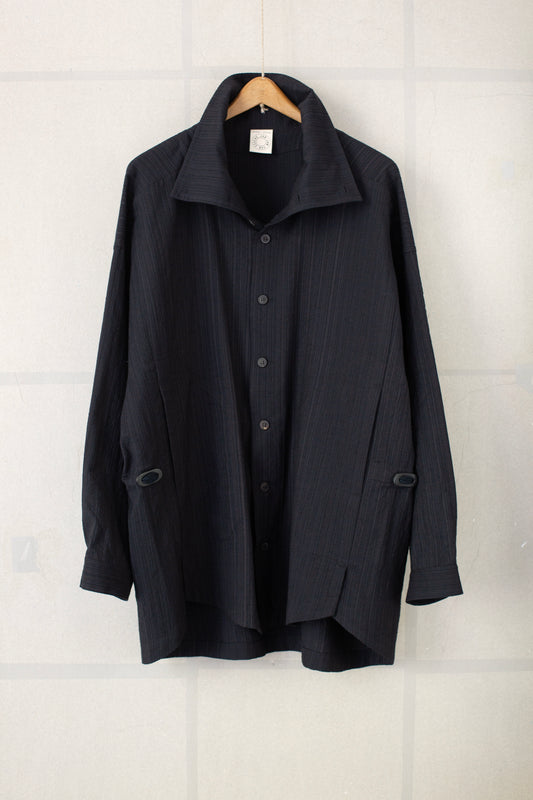 SHIRT#110 - MEDIUM SEERSUCKER DARK STRIPED