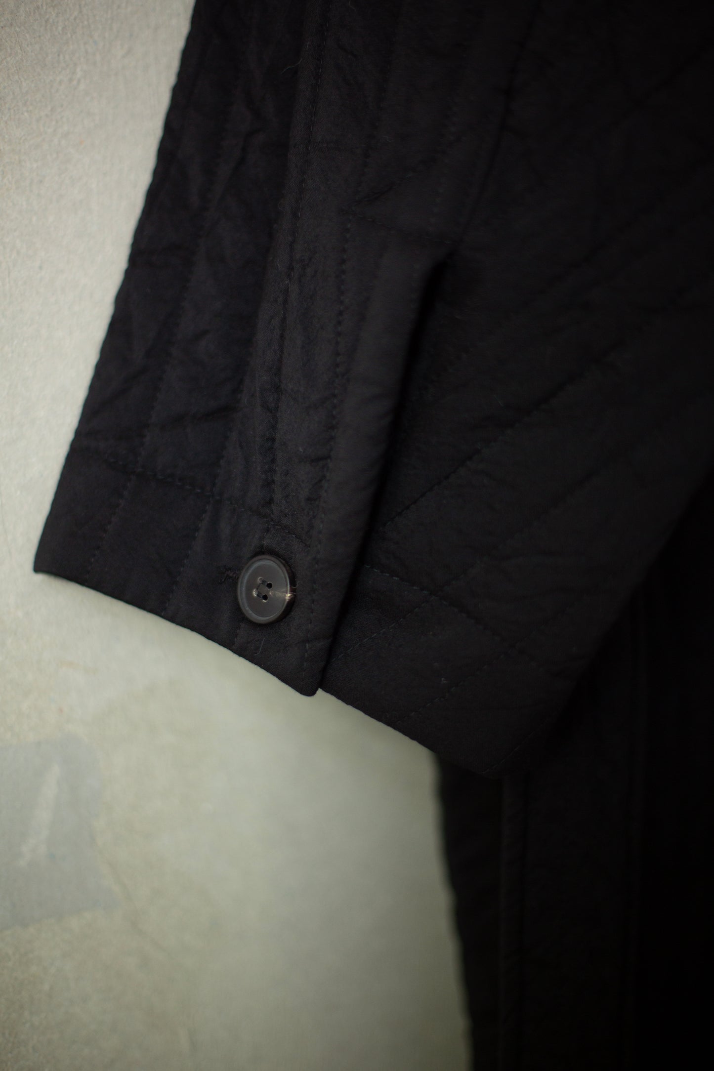 COAT#34 - WOOL SILK CLOTH PADDED DEEP BLACK
