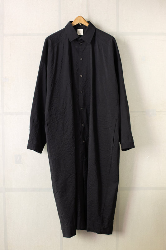 SHIRT#111 - WOOL SILK CLOTH DEEP BLACK