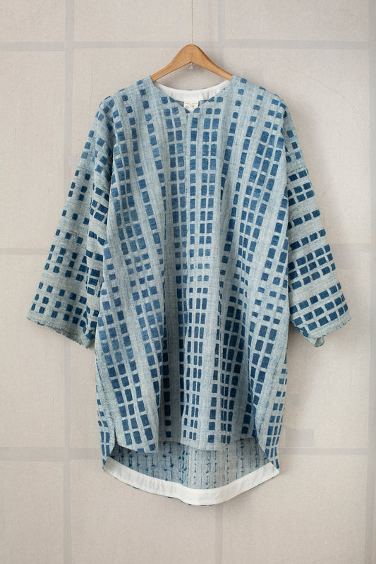 SHIRT#109 - HANDWOVEN INDIGO DASHES