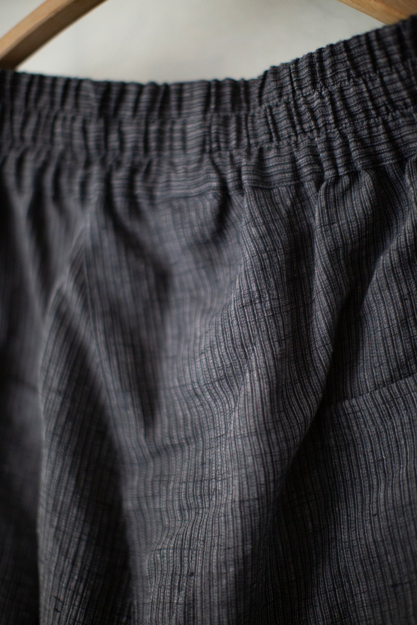 TROUSERS#91 - HEMP CLOTH DARK GREY STRIPED