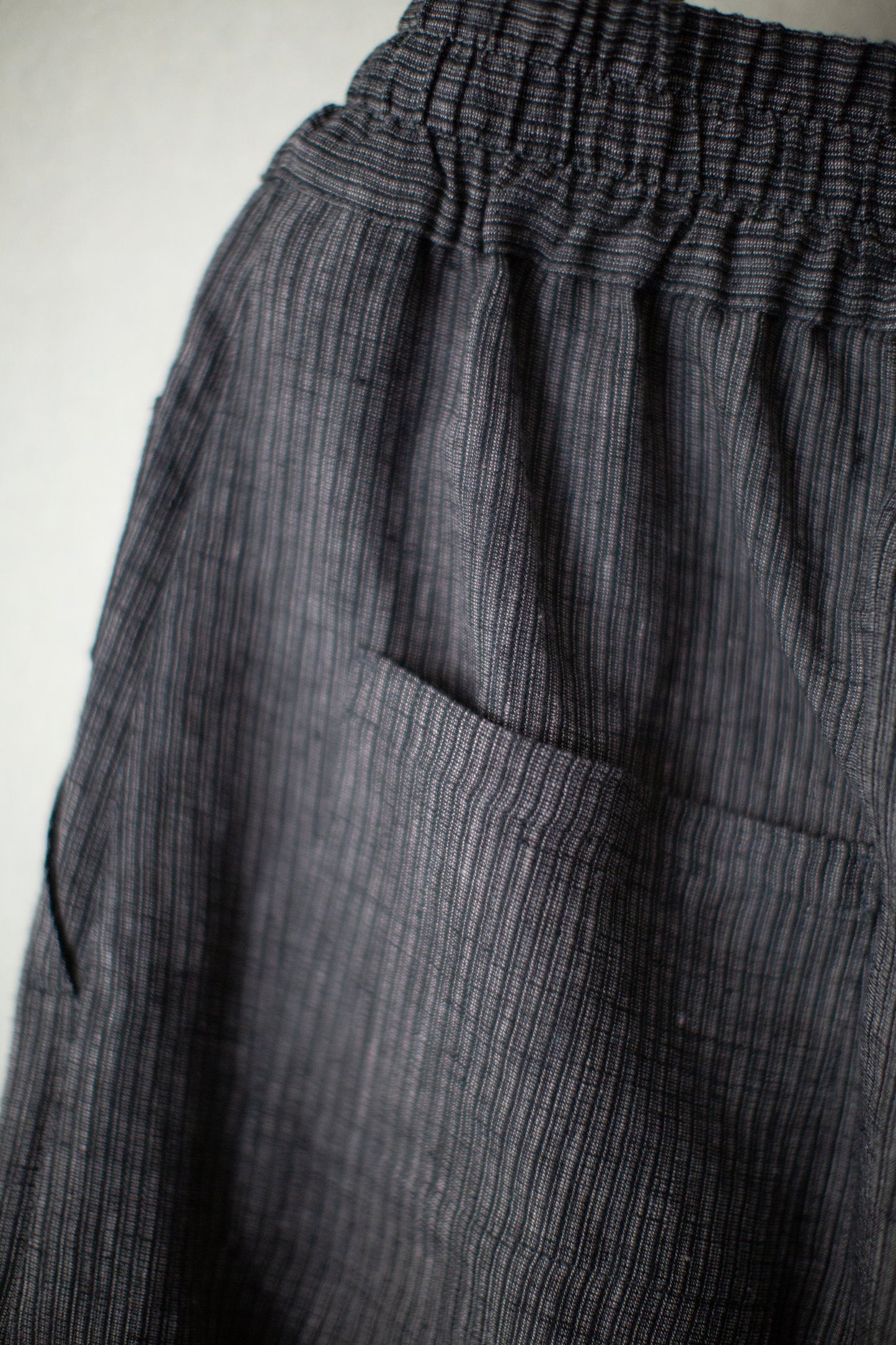TROUSERS#91 - HEMP CLOTH DARK GREY STRIPED