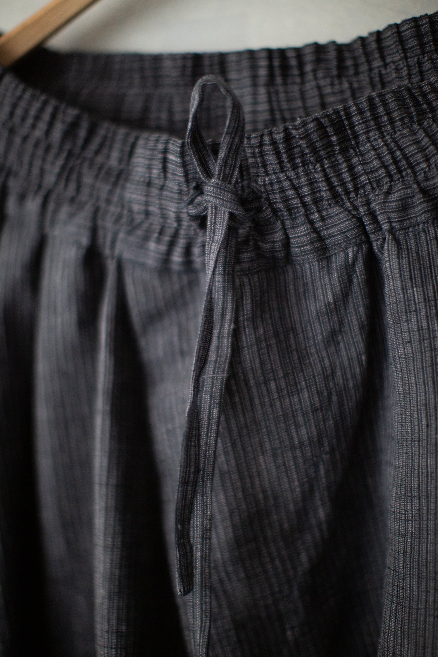 TROUSERS#91 - HEMP CLOTH DARK GREY STRIPED