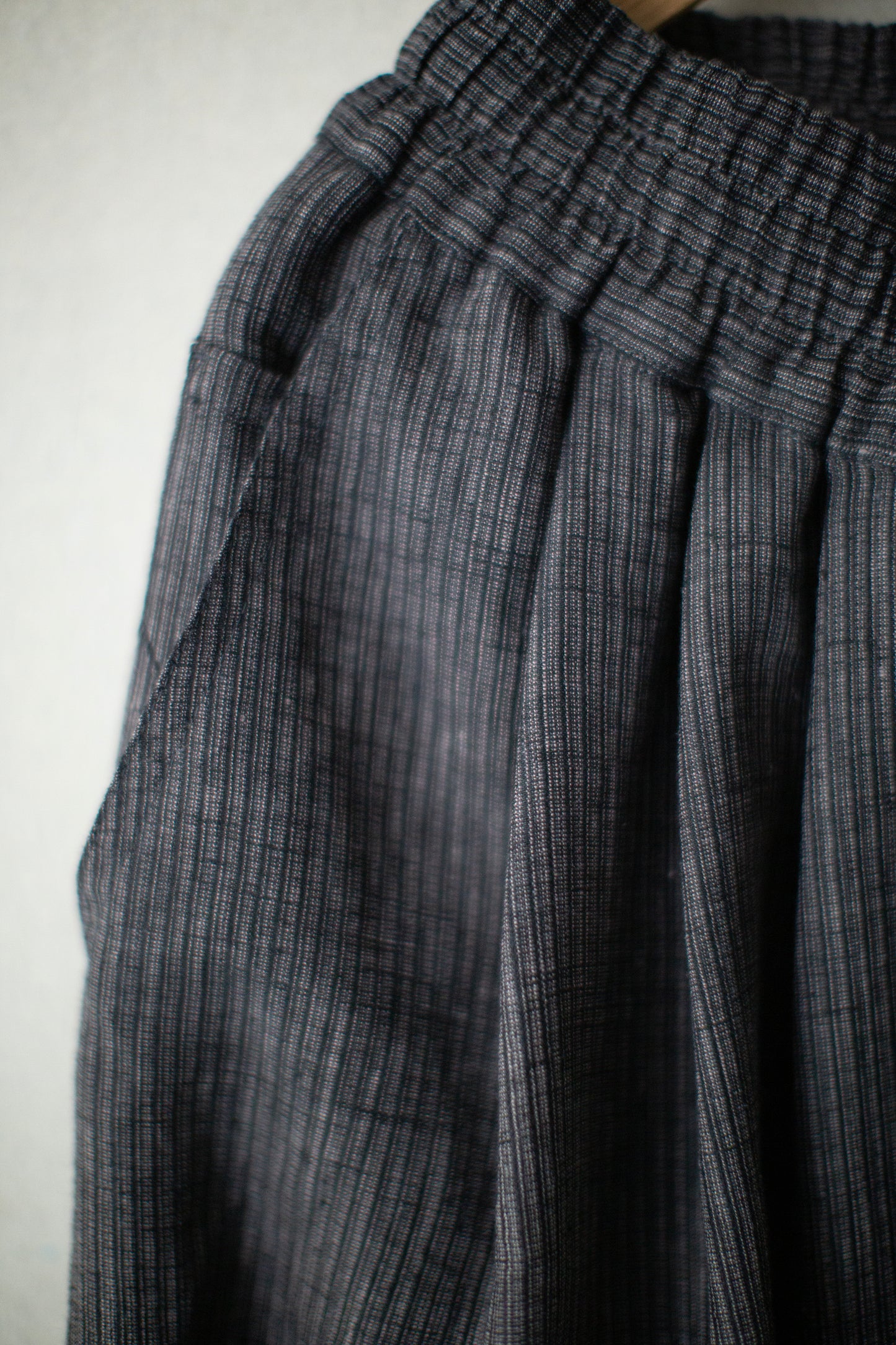 TROUSERS#91 - HEMP CLOTH DARK GREY STRIPED