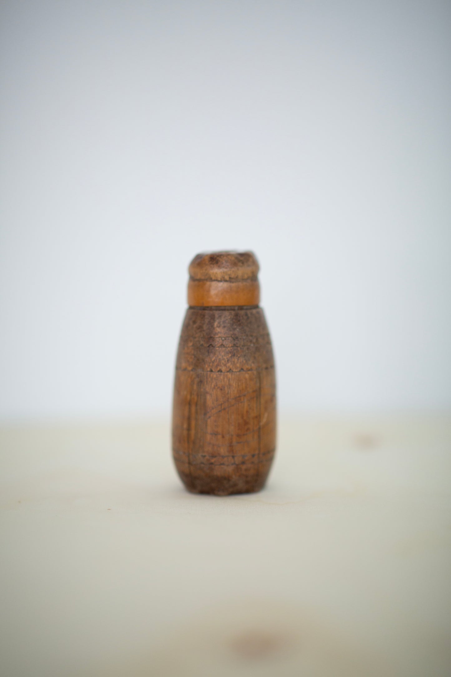 Timorese hand carved wooden tobacco container
