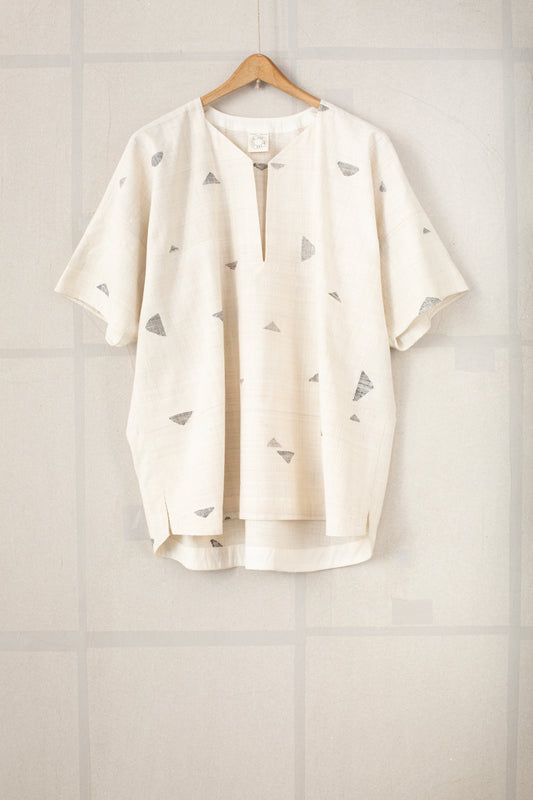 TUNIC#40 - HANDWOVEN GREY PEAKS