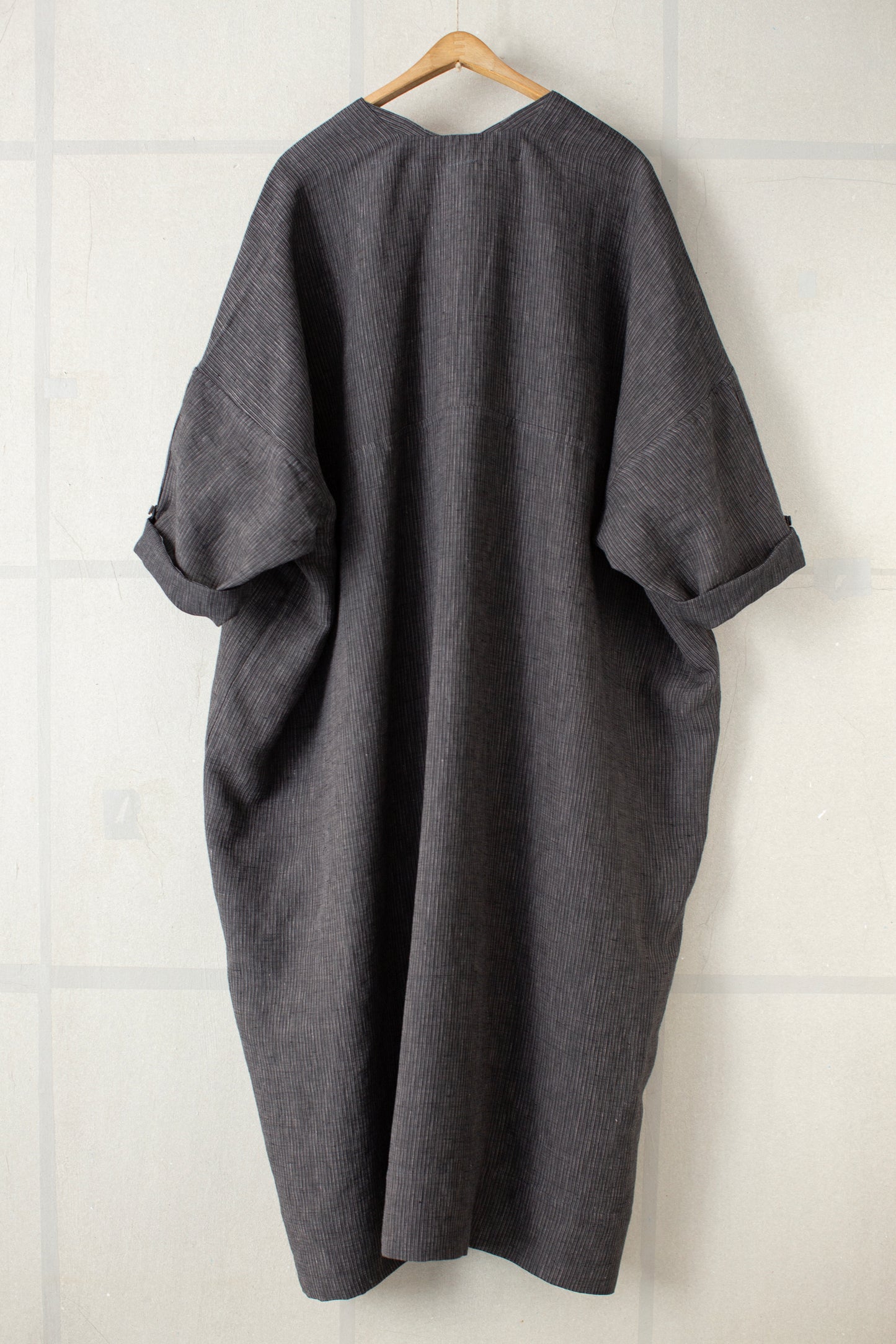 TUNIC#44 - HEMP CLOTH DARK GREY STRIPED