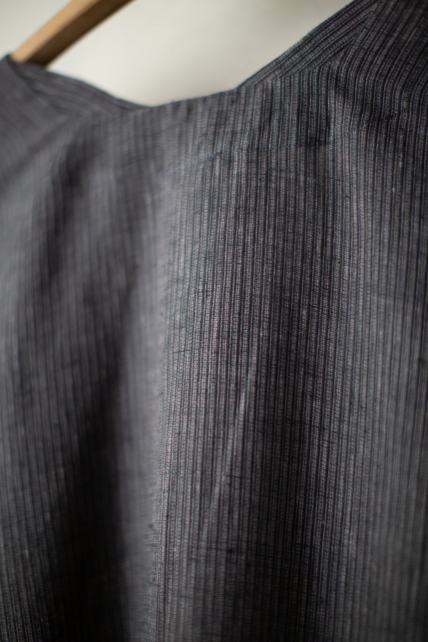TUNIC#44 - HEMP CLOTH DARK GREY STRIPED