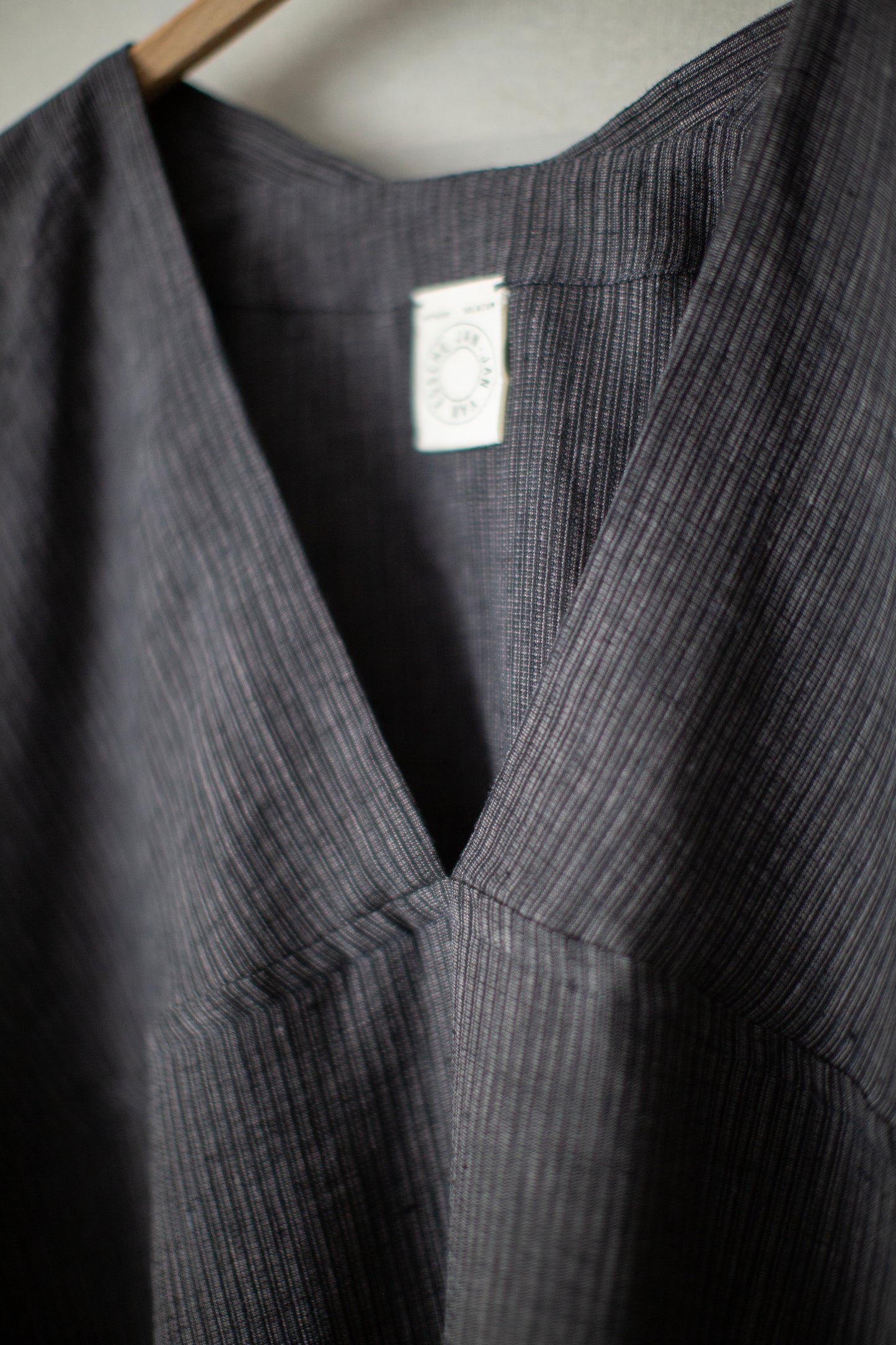 TUNIC#44 - HEMP CLOTH DARK GREY STRIPED