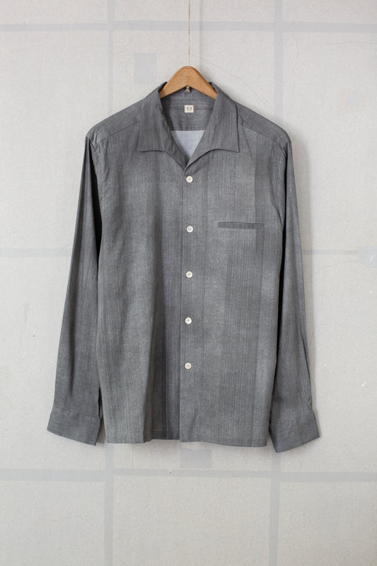 Hand drawn sumi Italian collar shirt
