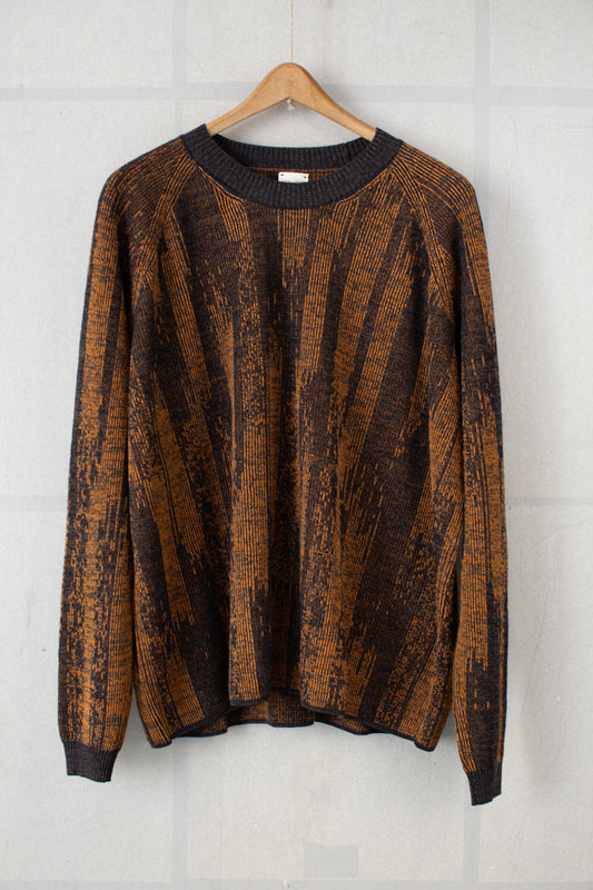 KNIT#77 - LINEN COTTON KASURI BLACK BROWN ORANGE