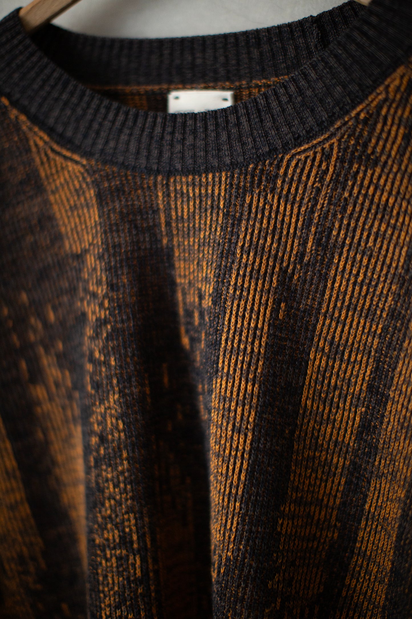 KNIT#77 - LINEN COTTON KASURI BLACK BROWN ORANGE