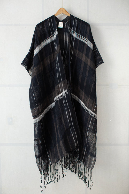 ROBE#2 - HANDWOVEN BLACK BROWN NATURAL