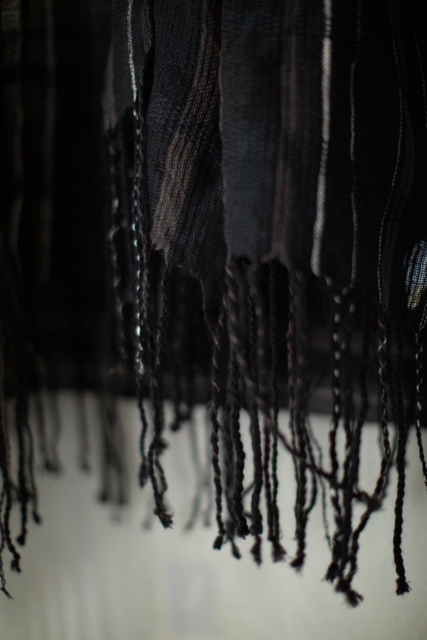 SCARF#41 - HANDWOVEN BLACK BROWN NATURAL