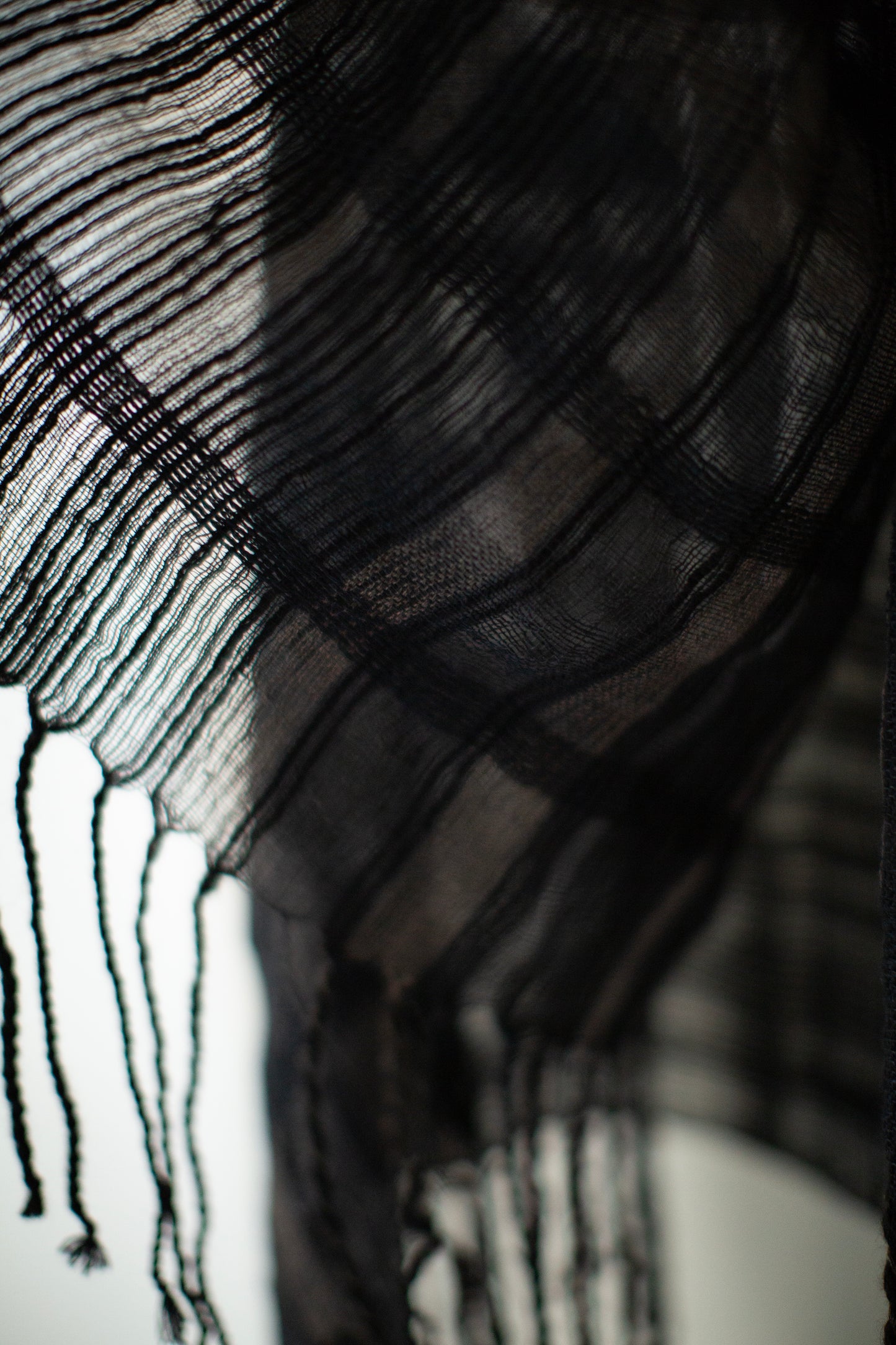 SCARF#41 - HANDWOVEN BLACK BROWN NATURAL