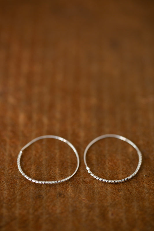 Pair Of Silver Hand Forged Earrings spiral - large