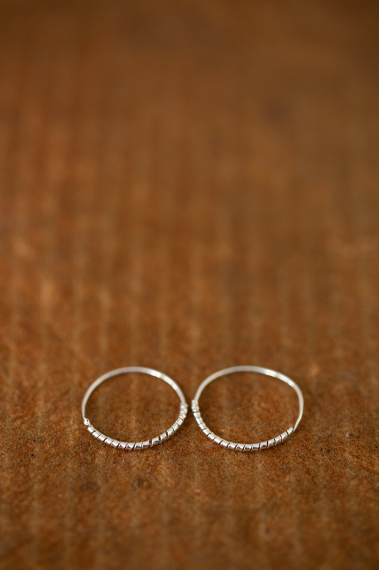 Pair Of Silver Hand Forged Earrings spiral - small