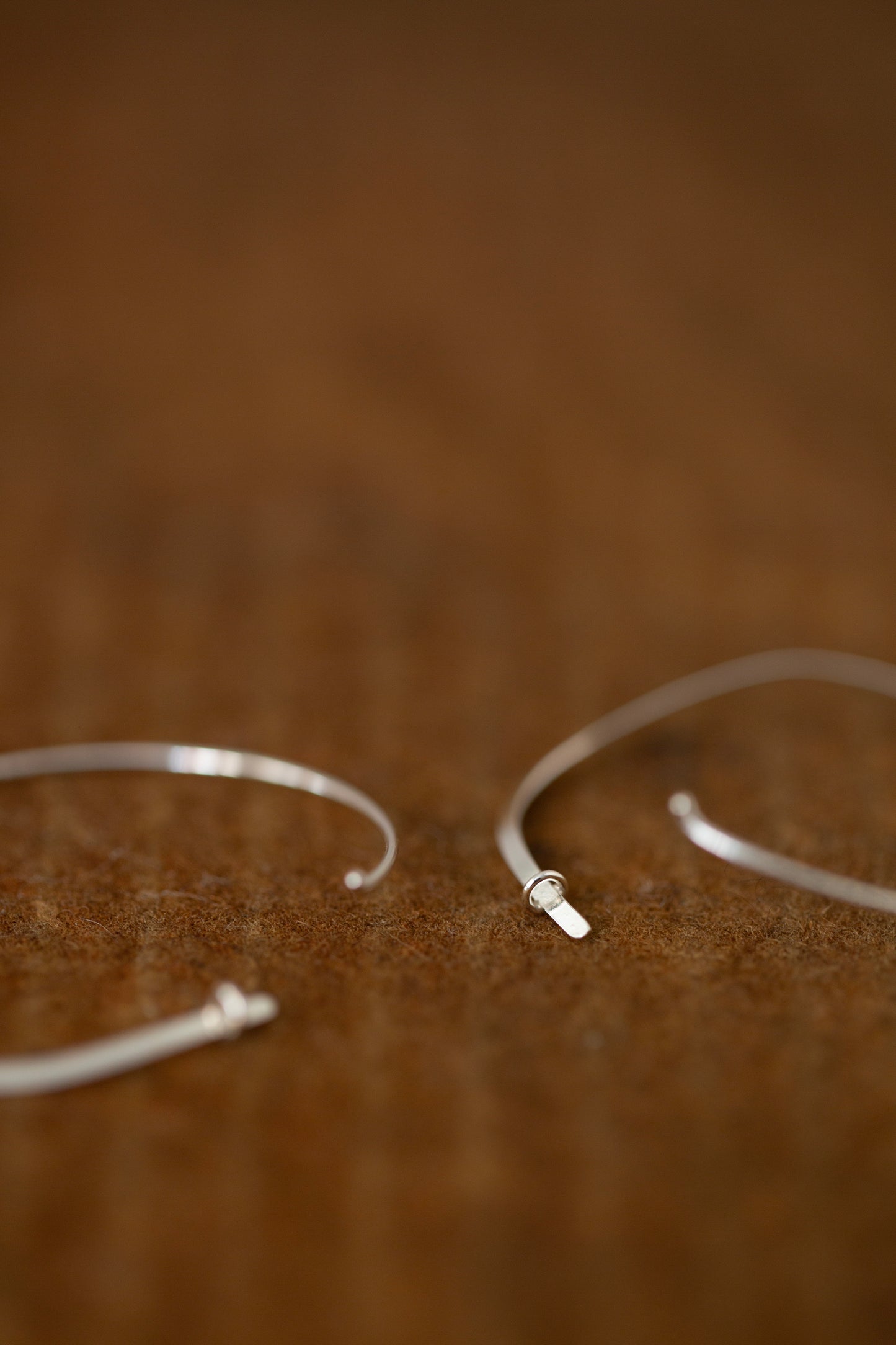 Pair Of Silver Hand Forged Earrings - large