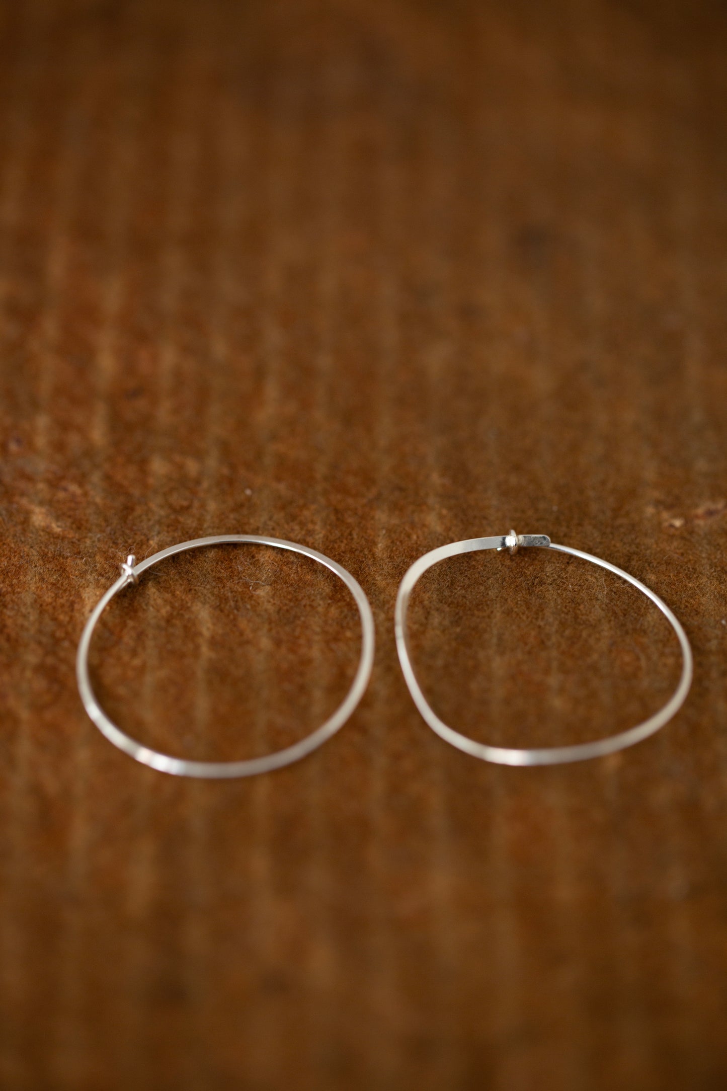 Pair Of Silver Hand Forged Earrings - large