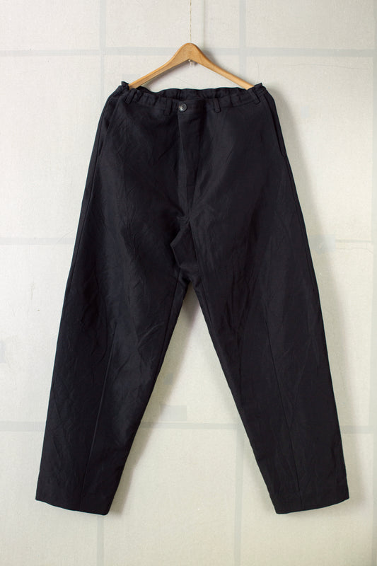 TROUSERS#72 - LINEN WOOL TWILL PITCH BLACK
