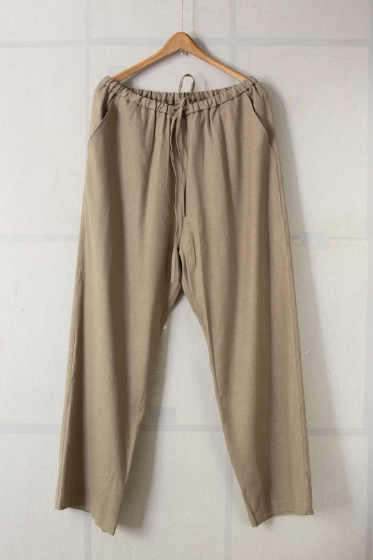 Straight pants in taupe silk linen twill
