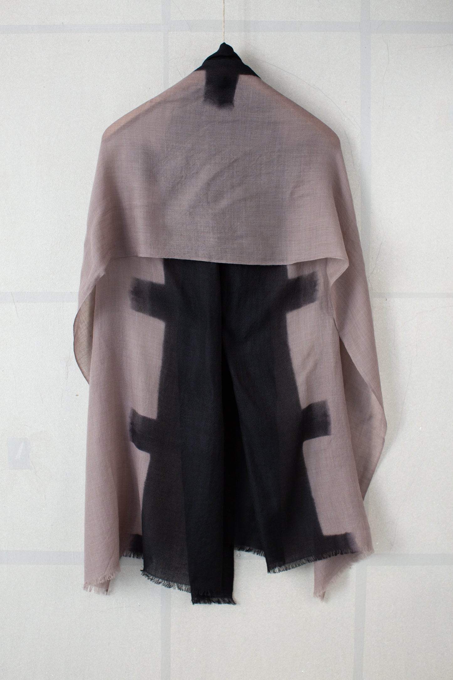 shibori dyed hand woven baby wool shawl