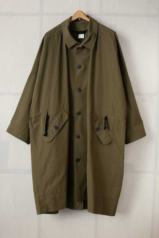 COAT#32 - COTTON SILK CANVAS ARMY GREEN