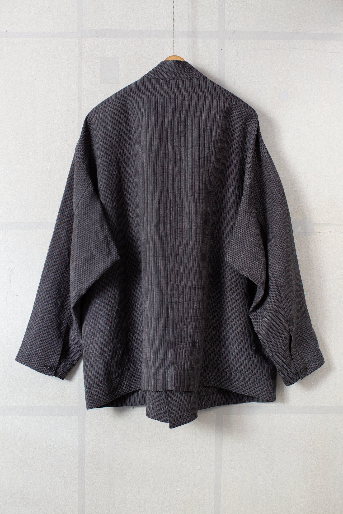 JACKET#63 - HEMP CLOTH DARK GREY STRIPED