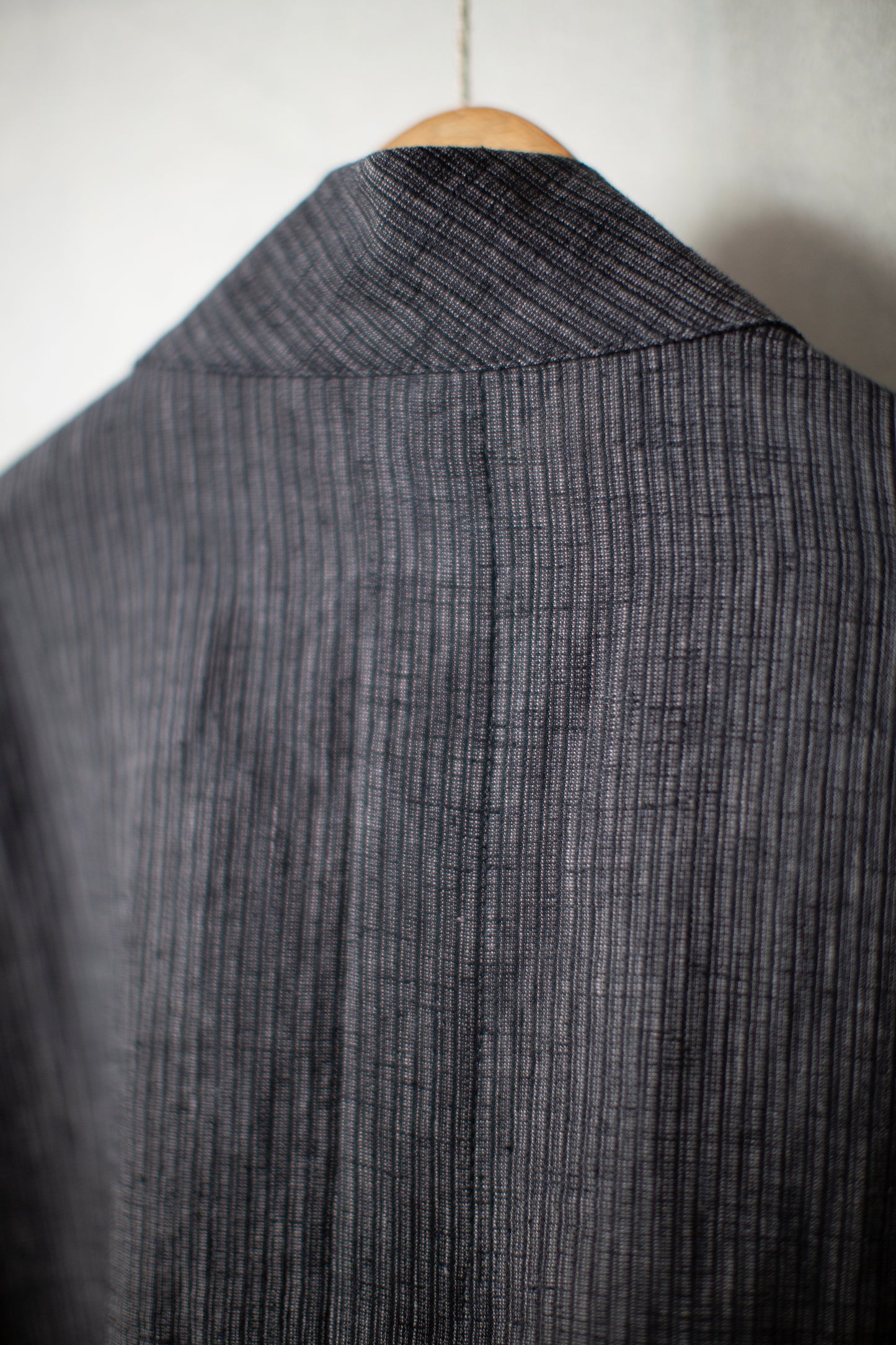 JACKET#63 - HEMP CLOTH DARK GREY STRIPED